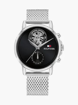 Tommy Hilfiger Mesh Strap Black Skeleton Sub-Counter Watch