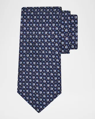 Ferragamo Men & apos;s Gancini Micro-Turtle Silk Tie