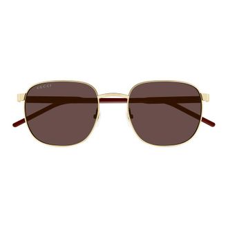 Gucci Gold and Burgundy Metal Frame Sunglasses - Gold