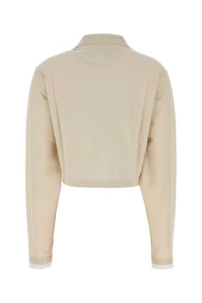 Prada Womens Sand Piquet Polo Shirt Talco Exterior: Cotton T-shirts And Polos
