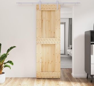 vidaXL Vidaxl - Puerta Corredera Con Herrajes Madera Maciza De Pino 70x210 Cm