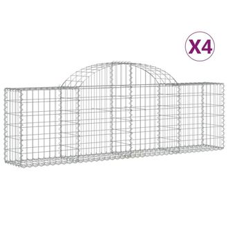 Berkfield Home Arched Gabion Baskets 4 pcs 200x30x60/80 cm Galvanised Iron in Silver