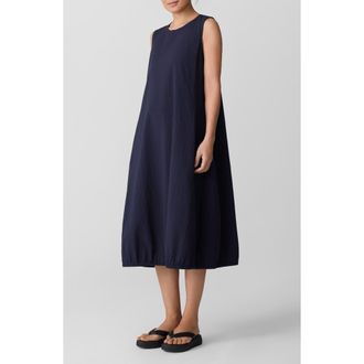 Eileen Fisher Sleeveless Stretch Organic Cotton Midi Lantern Dress in Ink at Nordstrom Rack, Size X-Large