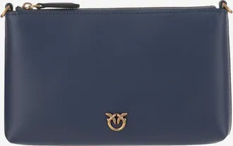 Pinko Pinko Leather Clutch Bag With Logo