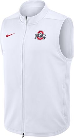 Nike Ohio State Primetime Victory Nike Mens Therma-FIT College Full-Zip Vest in White | 03OJ10AOH-3VN