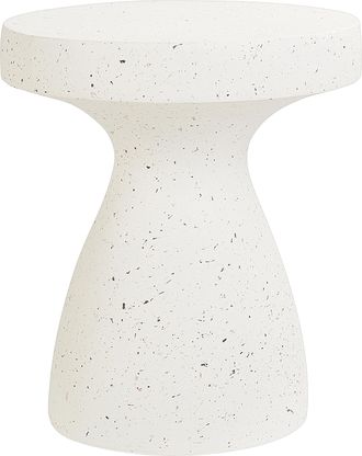 Beliani Mesa Auxiliar Decorativa Mgo Fibra De Vidrio Forma Redonda Resistente A Los Rayos Uv Manchas &Oacute;xido Agua Y Viento Blanco Biviere