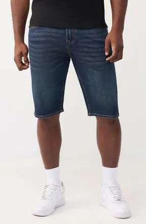 True Religion Ricky T-Flap Pocket Denim Shorts in Dark Hawks Eye Wash at Nordstrom Rack, Size 36