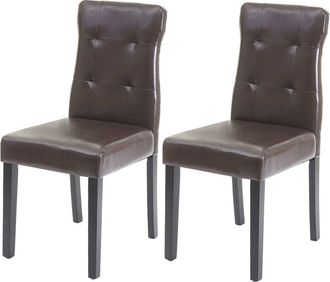 Hhg Juego de 2 sillas de comedor 983, silla de comedor, polipiel marrón, patas oscuras