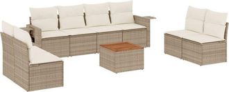 vidaXL Set De Sof&aacute;s De Jard&iacute;n 9 Pzas Con Cojines Rat&aacute;n Sint&eacute;tico Beige Vidaxl