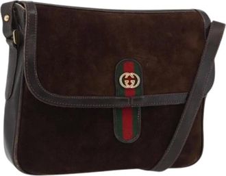 Gucci Pre-owned Cross Body Bags, female, Brown, Size: ONE SIZE Pre-owned Vintage Suede Cross Body Bag