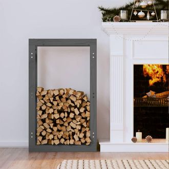 vidaXL Vidaxl - Estante Para Le&ntilde;a Madera Maciza De Pino Gris 60x25x100 Cm