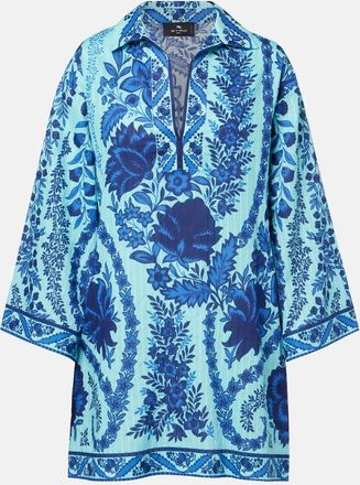 Etro Abito corto oversize in cotone con stampa paisley