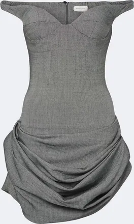 Magda Butrym Off-shoulder herringbone wool-blend minidress