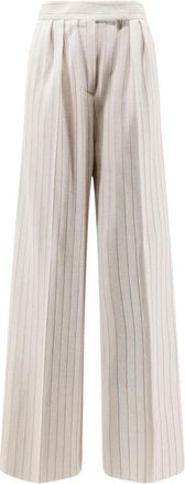 Max Mara Mxmosso Broeken - Dames - Wijde Broeken - Wit - 2XS - Katoen - Broeken