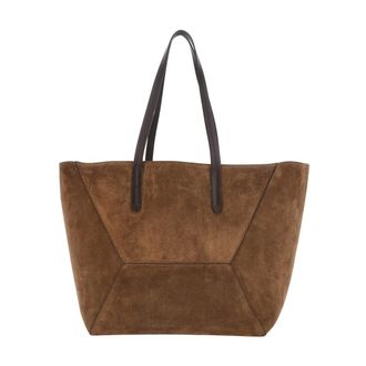Brunello Cucinelli Tassen, Dames, Bruin, ONE Size, Su&egrave;de, Duo Tote Bag