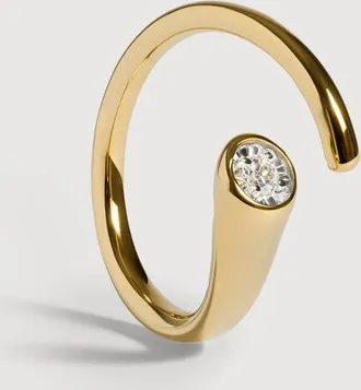 Monica Vinader Gold Solitaire Diamond Wrap Ring Lab Grown Diamond