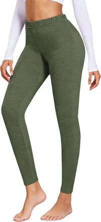 Generic Thermal Leggings Women High Waisted Thick Fleece Lined Leggings Ladies Winter Warm Pants Stretchy Trousers Tights for Outdoor Home (Green-B, M)