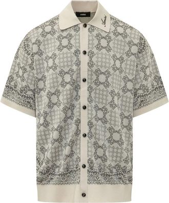 Amiri MA Quad Check Mesh Knit Shirt - Heren - Polos - Wit - M - Tops