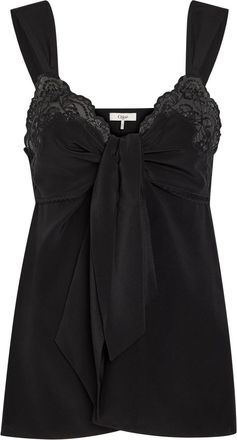 Chlo&eacute; Lace-trim Silk-georgette top - Black - 42 (UK14 / L)