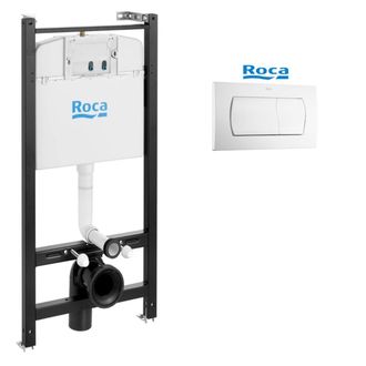 Roca Bastidor Roca Active, Pack Cisterna Empotrada, Pulsador Blanco Brillo Y Anclajes