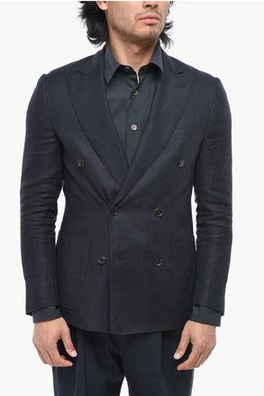 Corneliani Wool-Blend Double-Breasted Blazer GATE with Peak Lapel size 48