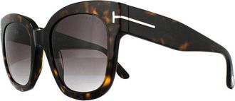 Tom Ford Square Womens Dark Havana Bordeaux Gradient Sunglasses - Brown - One Size