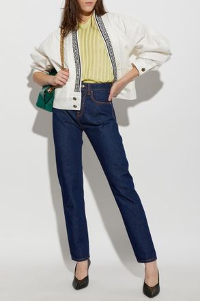 Versace Jacket With A Distinctive Greek Pattern, Womens, White