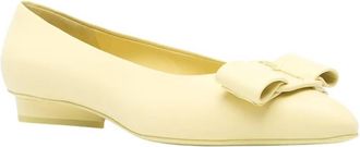 Ferragamo Womens Viva Vara Bow Ballerina Shoes In Yellow