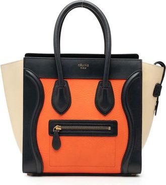 Celine Pre-owned Celine Micro Tricolor Leather Luggage Tote S-CU-4124