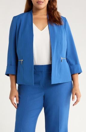 Kasper Zip Pocket Jacket in Blue Night at Nordstrom, Size 24W