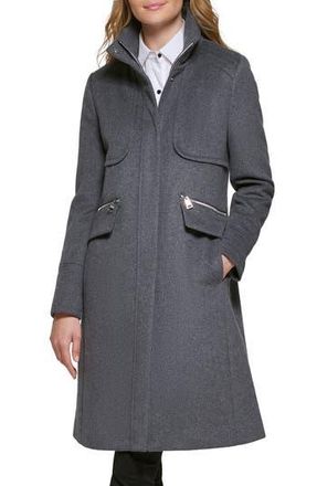 Karl Lagerfeld Officer Wool Blend Coat in Medium Grey at Nordstrom Rack, Size X-Small