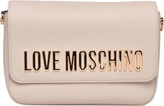 Love Moschino Tassen, Dames, Beige, ONE Size, Schoudertas van polyurethaan met logo-reli&euml;f