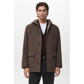 Mango manteljas met wol bruin