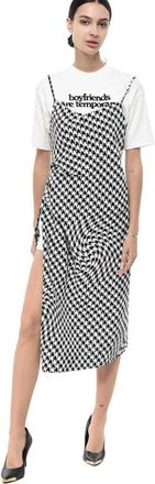 Off-white BlackWhite Crew Neck Midi Dress