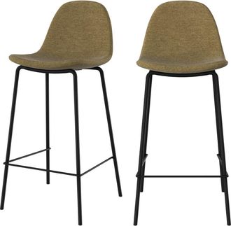 Rendez-Vous D&eacute;co Set de 2 sillas para isla central en tela verde kaki 65 cm