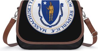 Generic Seal of Massachusetts Womens Crossbody Bag Fashion Shoulder Handbags Message Tote Bag with Adjustable Strap