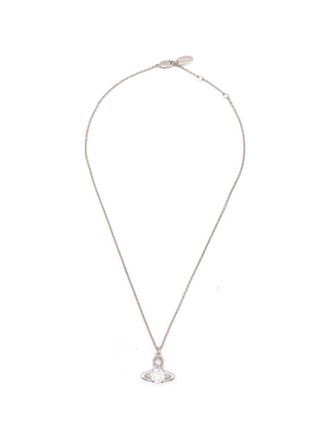 Vivienne Westwood Necklace with Stylized Orb Pendant and Clear Gemstone