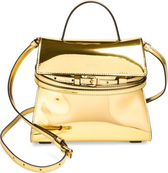 Moschino Tie Me Metallic Faux Leather Handbag in Gold at Nordstrom