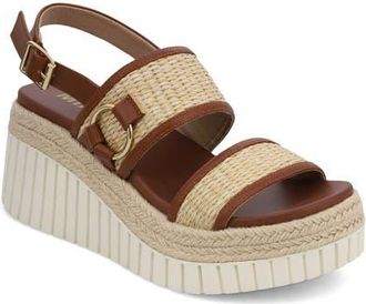 Mia Raffia Platform Slingback Sandal in Natural/Cognac at Nordstrom, Size 7.5
