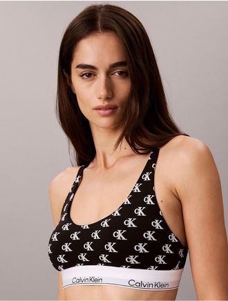Calvin Klein Womens Icon Cotton Modal Lightly Lined Bralette - Black - XXS