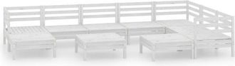vidaXL 10 Piece Garden Lounge Set Solid Wood Pine White Vidaxl
