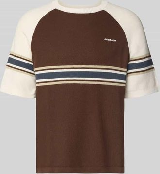 Pegador Strickshirt mit Label-Stitching und Rundhalsausschnitt in Schoko, Gr&ouml;&szlig;e XXL