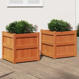 vidaXL Vidaxl - Jardineras De Exterior 2 Uds Madera Maciza De Pino Marr&oacute;n Cera