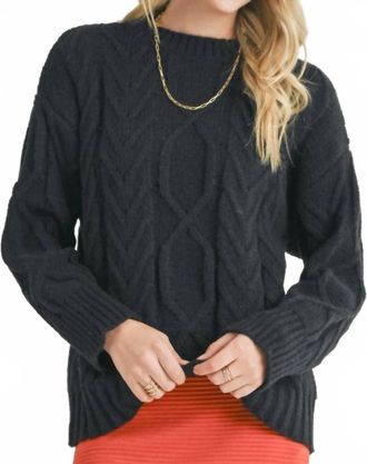 Sadie & Sage Montana Cable Knit Sweater In Black