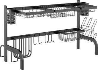 HOMCOM Escurridor de platos 100x30x52.5 cm negro