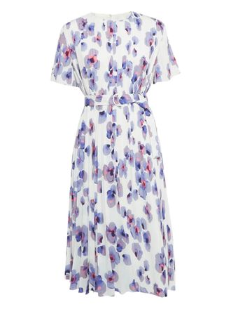 BOSS floral-print belted dress - White