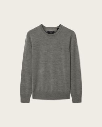 AllSaints Wool Mode Merino Crew Neck Ramskull Jumper, Size: XXL
