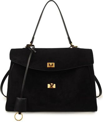 Generic Suede Tote Bag for Women, Slouchy Suede Satchels Shoulder Handbags, Large Brown Crossbody Bag (Coffee, Small)