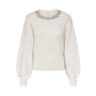 Only Polyester Gebreide Kleding Herfst/Winter Collectie Pullover - Dames - Ronde hals truien - Wit - XS - Polyester - Truien & Vesten