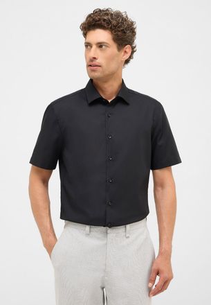 Eterna Kurzarmhemd ETERNA SLIM FIT, Herren, Gr. 39, Normalgr&ouml;ssen, schwarz, Popeline, 100% Baumwolle, schmal, Hemden Kurzarmhemd, NON IRON (b&uuml;gelfrei)